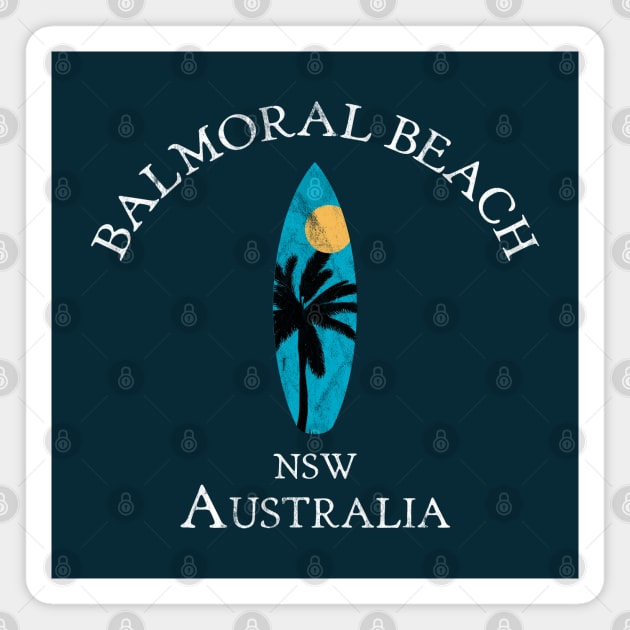 Balmoral Beach Sydney Australia NSW Vintage Surfboard Magnet by TGKelly